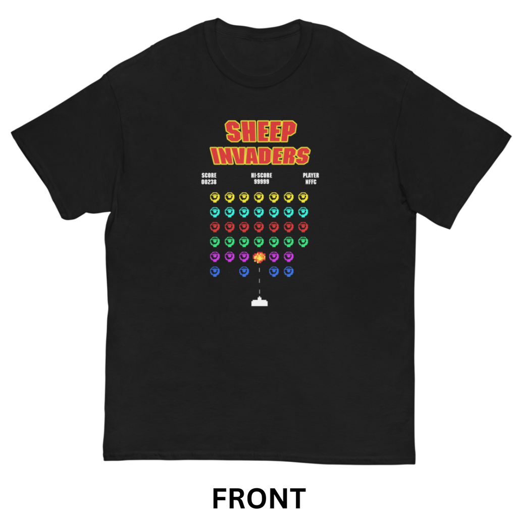 Unisex Short Sleeve T-Shirt - Sheep Invaders by Nottingham Reds