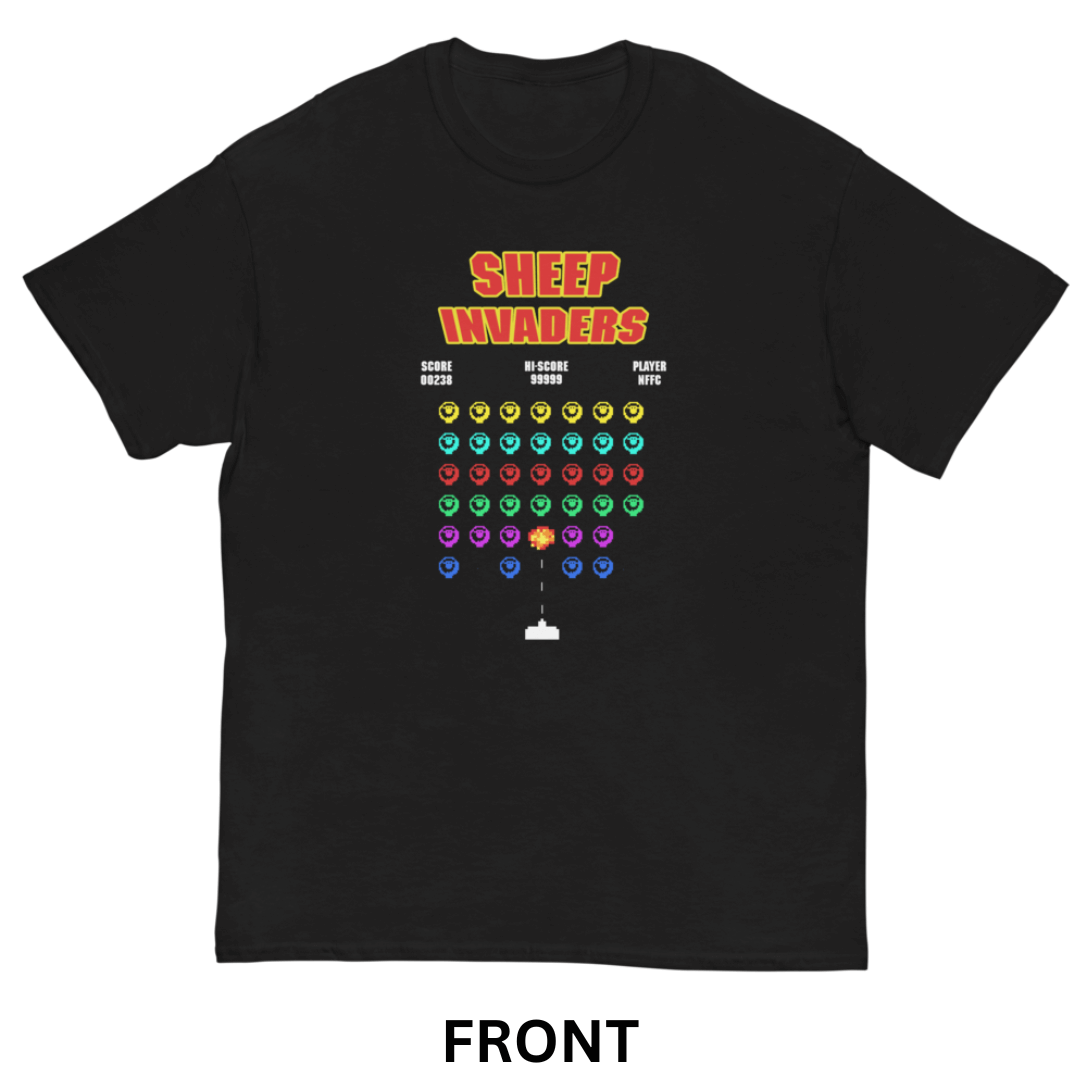 Unisex Short Sleeve T-Shirt - Sheep Invaders by Nottingham Reds