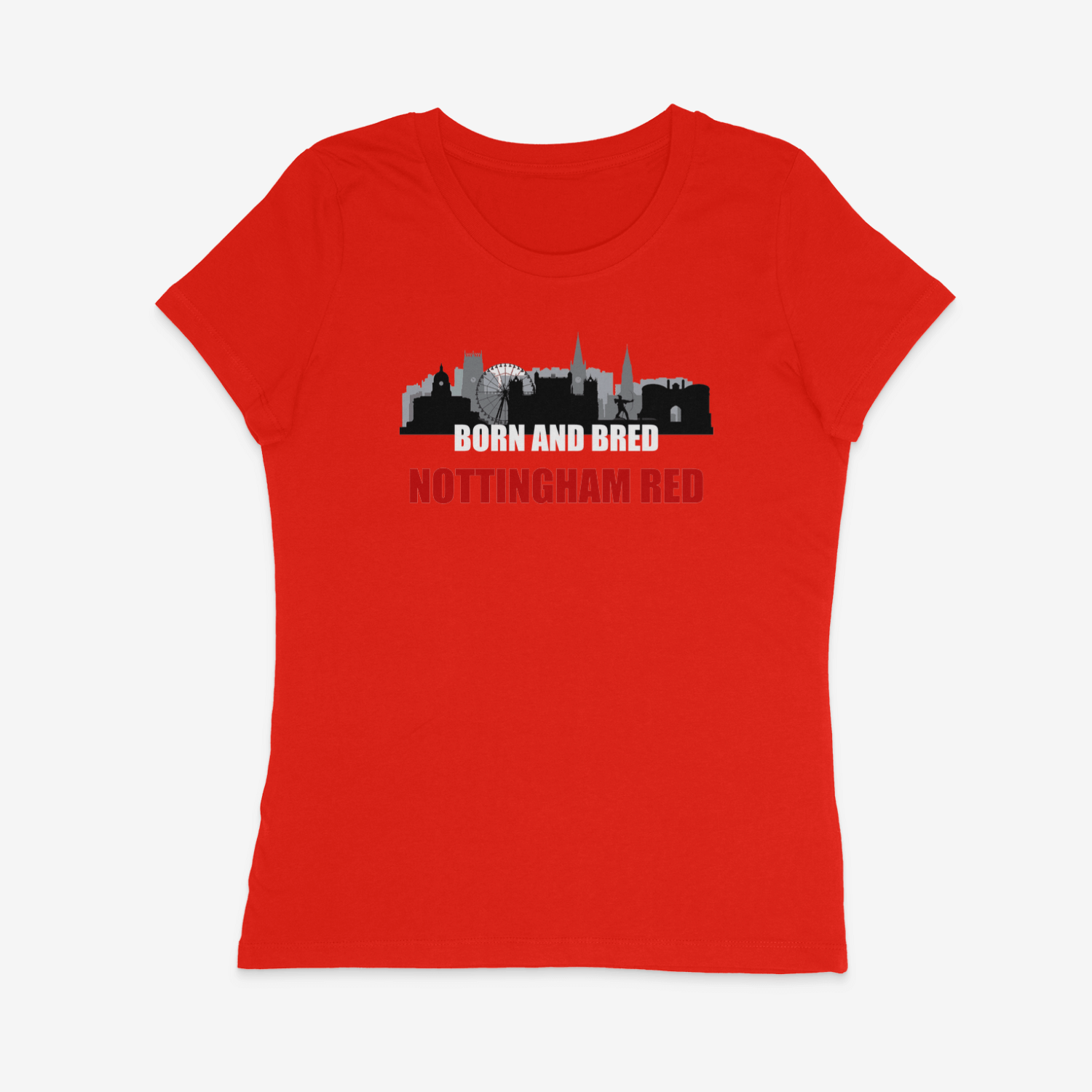 Women's Short Sleeve Fitted T-Shirt - Born and Bred by Nottingham Reds