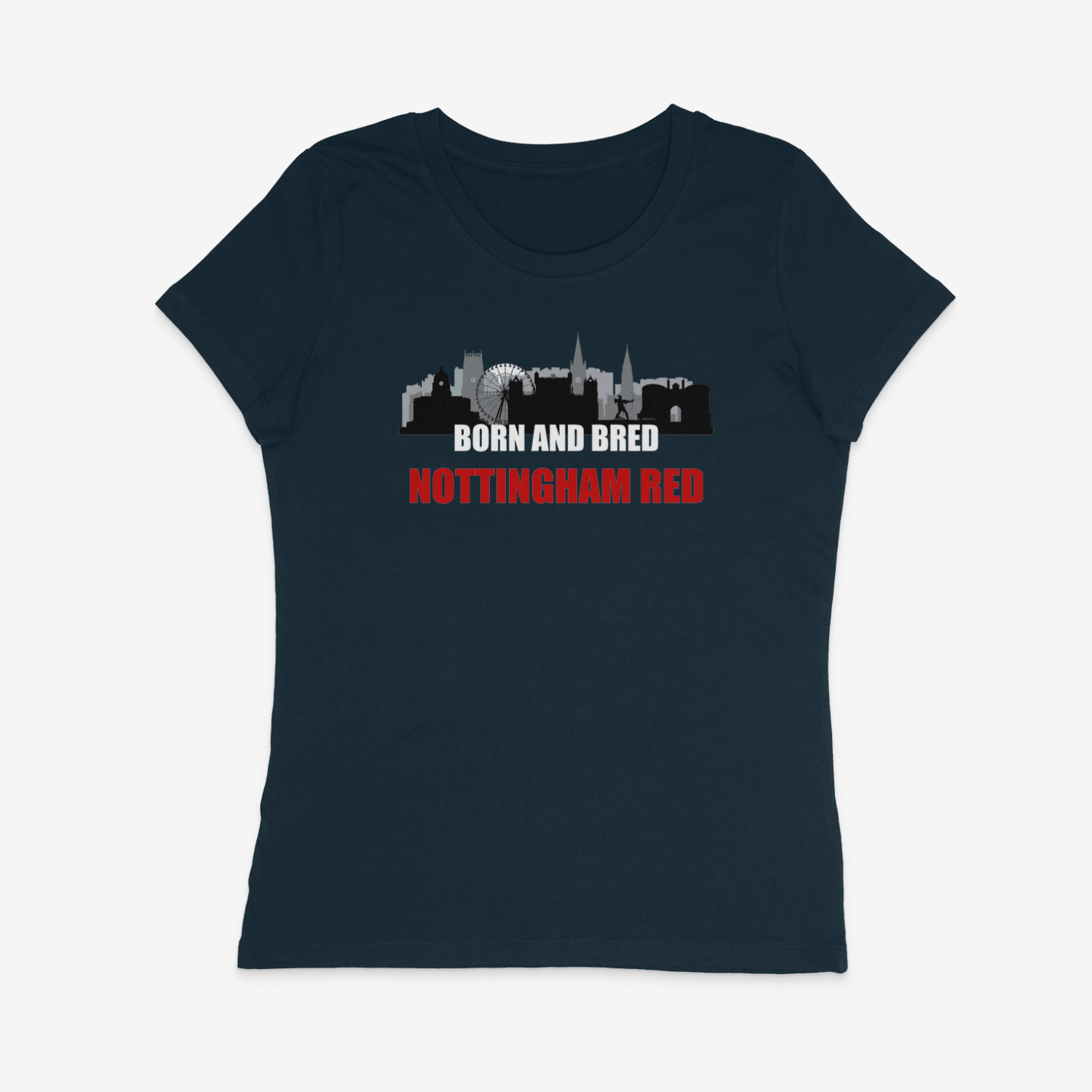 Women's Short Sleeve Fitted T-Shirt - Born and Bred by Nottingham Reds