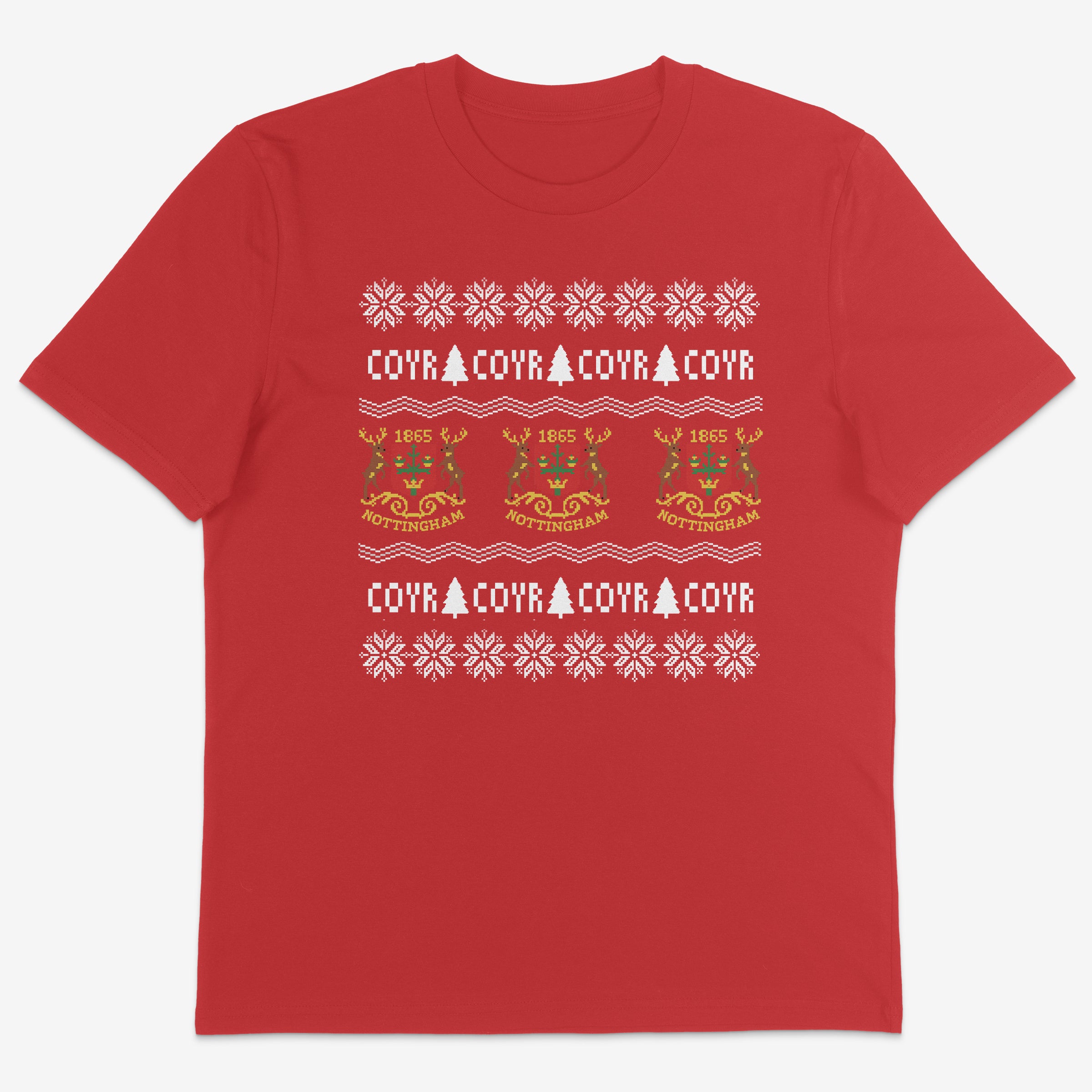 Unisex Short Sleeve T-Shirt - Old Skool Christmas Jumper by Nottingham Reds
